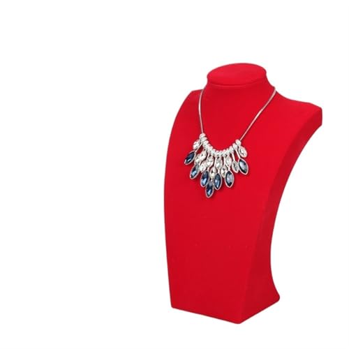 XUWEWI Halskettenständer Roter Samt-Schaufensterpuppen-Regal mit Halskette, Anhänger, Kette, Schmuckständer, Halter, for Dekorieren von Armbändern(H24cm) von XUWEWI