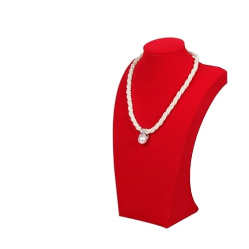 XUWEWI Halskettenständer Roter Samt-Schaufensterpuppen-Regal mit Halskette, Anhänger, Kette, Schmuckständer, Halter, for Dekorieren von Armbändern(H29cm) von XUWEWI
