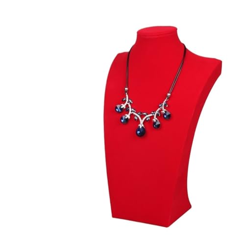 XUWEWI Halskettenständer Roter Samt-Schaufensterpuppen-Regal mit Halskette, Anhänger, Kette, Schmuckständer, Halter, for Dekorieren von Armbändern(H34cm) von XUWEWI