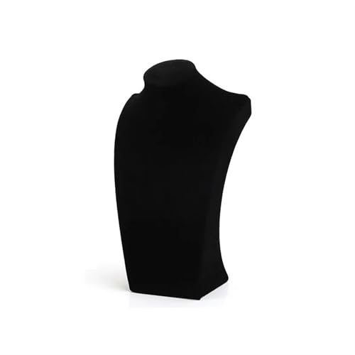 XUWEWI Halskettenständer Samt Mannequin Büste Halskette Display Stand Porträt Schmuck Anhänger Rack Halter Zähler Requisiten(Black H25cm) von XUWEWI