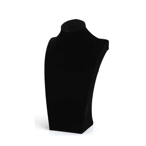 XUWEWI Halskettenständer Samt Mannequin Büste Halskette Display Stand Porträt Schmuck Anhänger Rack Halter Zähler Requisiten(Black H29cm) von XUWEWI