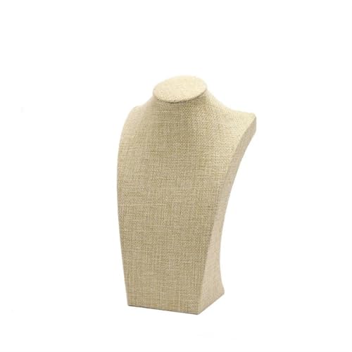 XUWEWI Halskettenständer Samt Mannequin Büste Halskette Display Stand Porträt Schmuck Anhänger Rack Halter Zähler Requisiten(Burlap H24cm) von XUWEWI