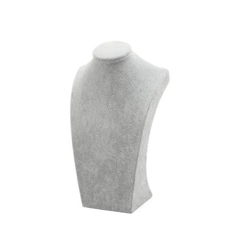 XUWEWI Halskettenständer Samt Mannequin Büste Halskette Display Stand Porträt Schmuck Anhänger Rack Halter Zähler Requisiten(Gray H25cm) von XUWEWI