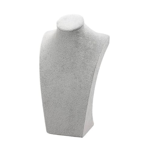 XUWEWI Halskettenständer Samt Mannequin Büste Halskette Display Stand Porträt Schmuck Anhänger Rack Halter Zähler Requisiten(Gray H34cm) von XUWEWI