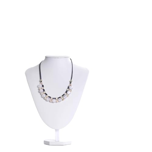XUWEWI Halskettenständer Weißer PU-Modellbüste-Show-Aussteller-Samt-Schmuck-Display-Halsketten-Anhänger-Mannequin-Schmuckständer(Height 29CM) von XUWEWI