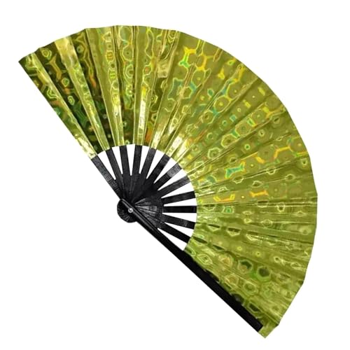 XUWEWI Holographic Rave Handfächer 2 stücke Holographische Hand Fan Raves Fans for Männer Frauen Faltbare Handwerk Halten Laser Farben Hand Fan for Urlaub Party(Glod) von XUWEWI