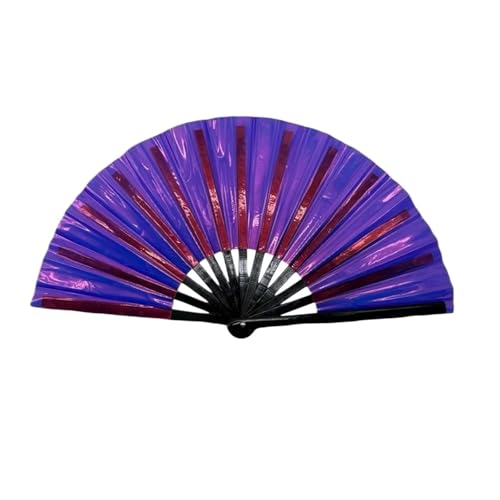 XUWEWI Holographic Rave Handfächer 4 Stück Rave-Handfächer, faltbar, for Bastelarbeiten mit Laserfarben, Handfächer for Festivals, Handfächer for Tanzdekoration, Urlaubsparty(Purple) von XUWEWI