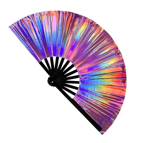 XUWEWI Holographic Rave Handfächer 4 stücke Rave Hand Fan Faltbare Handwerk Halten Laser Farben Hand Fan Festival Handheld Faltbare Fan for Tanz Dekoration Urlaub Party(Red) von XUWEWI