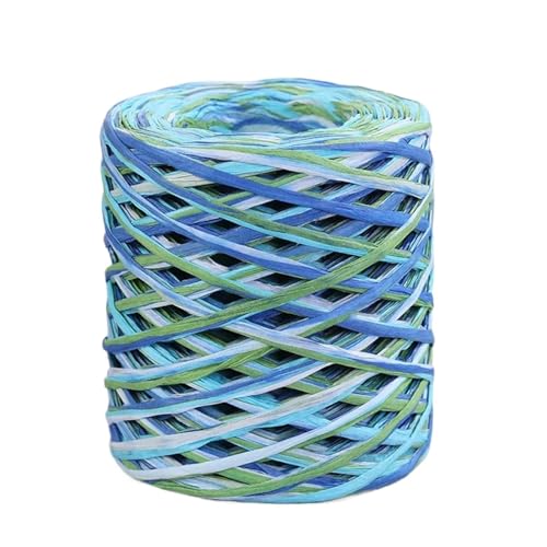 XUWEWI Raffiaband 2 Rollen 200,0 m Bastgarn, Papierseil, Bast for Stricken, handgestrickt, DIY-Verpackung, Scrapbooking, Party, Basteln, Häkelgarn Für Dekoration Weben Florist(Blue Green) von XUWEWI