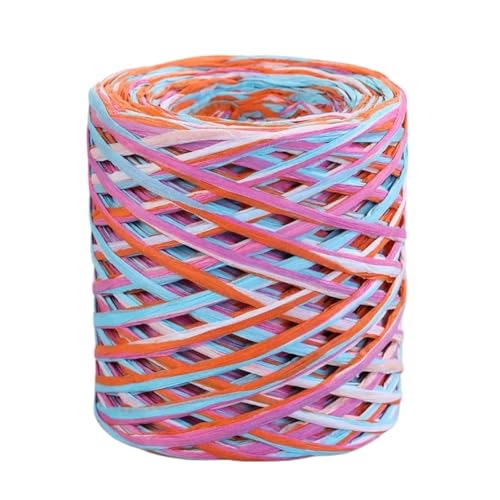 XUWEWI Raffiaband 2 Rollen 200,0 m Bastgarn, Papierseil, Bast for Stricken, handgestrickt, DIY-Verpackung, Scrapbooking, Party, Basteln, Häkelgarn Für Dekoration Weben Florist(Orange pink) von XUWEWI