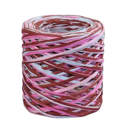 XUWEWI Raffiaband 2 Rollen 200,0 m Bastgarn, Papierseil, Bast for Stricken, handgestrickt, DIY-Verpackung, Scrapbooking, Party, Basteln, Häkelgarn Für Dekoration Weben Florist(Pink red) von XUWEWI