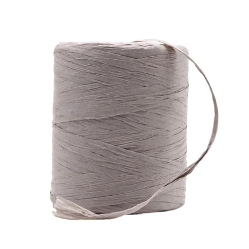 XUWEWI Raffiaband 3 Rollen natürliches Raffiagarn, handgehäkelt, faltbares Raffia-Taschen-/Hut-Raffia-Bandseil for Handstricken von Raffia-Strohhüten Für Dekoration Weben Florist(Gray) von XUWEWI