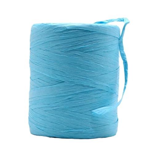 XUWEWI Raffiaband 3 Rollen natürliches Raffiagarn, handgehäkelt, faltbares Raffia-Taschen-/Hut-Raffia-Bandseil for Handstricken von Raffia-Strohhüten Für Dekoration Weben Florist(Lake Blue) von XUWEWI