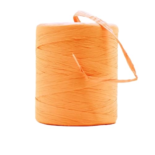 XUWEWI Raffiaband 3 Rollen natürliches Raffiagarn, handgehäkelt, faltbares Raffia-Taschen-/Hut-Raffia-Bandseil for Handstricken von Raffia-Strohhüten Für Dekoration Weben Florist(Orange) von XUWEWI