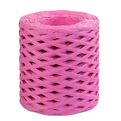XUWEWI Raffiaband 3 Stück 200,0 m natürliches Bast-Strohgarn for Stricken, Häkeln, DIY, handgefertigt, handgestrickt, Geschenkverpackung Für Dekoration Weben Florist(Rose red) von XUWEWI