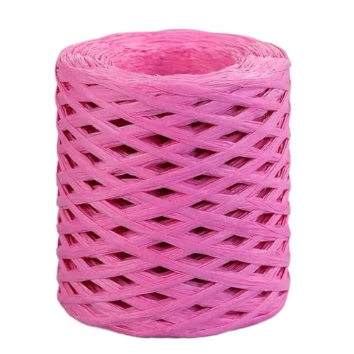 XUWEWI Raffiaband 3 Stück 200,0 m natürliches Bast-Strohgarn for Stricken, Häkeln, DIY, handgefertigt, handgestrickt, Geschenkverpackung Für Dekoration Weben Florist(Rose red) von XUWEWI