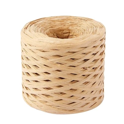 XUWEWI Raffiaband 3 Stück 200,0 m natürliches Bast-Strohgarn for Stricken, Häkeln, DIY, handgefertigt, handgestrickt, Geschenkverpackung Für Dekoration Weben Florist(Wood Color) von XUWEWI