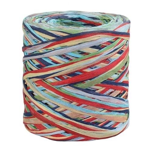 XUWEWI Raffiaband 4 Rolle 200 cm DIY Bast Papier Band Dekoration Hochzeit for Natürliche Papier Schnur Geschenk Ostern Verpackung Handwerk Verpackung Für Dekoration Weben Florist(Blue Red) von XUWEWI