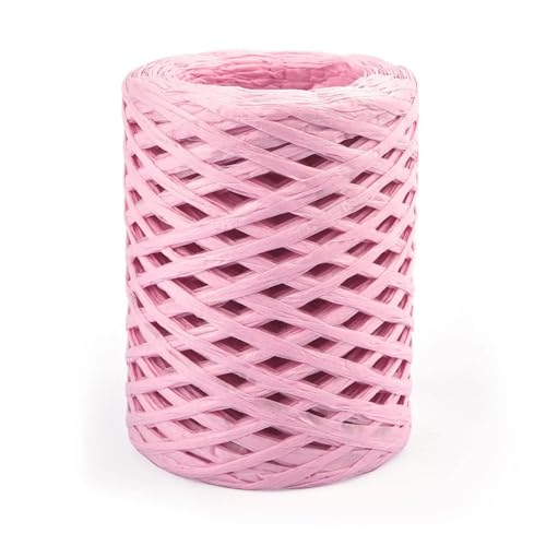 XUWEWI Raffiaband 4 Rollen, 100,0 m, natürliches Bastgarn for Handgestrickte Sommermützen, Taschen, Häkeln, Stricken, Papiergarn, Party-Geschenkverpackungen Für Dekoration Weben Florist(Pink) von XUWEWI