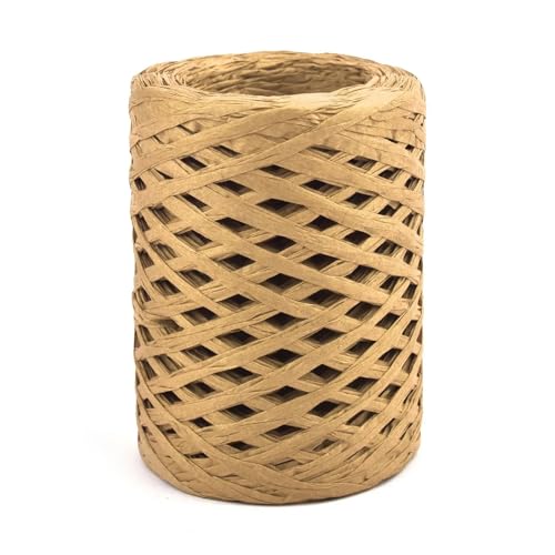 XUWEWI Raffiaband 5 Rollen 100,0 m Naturbast-Strohgarn, handgestrickt, Häkelgraspapierseil for DIY-Sonnenhut, Strandtasche, Geschenkverpackungsseil Für Dekoration Weben Florist(Coffee) von XUWEWI