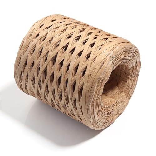XUWEWI Raffiaband 5 Rollen 200,0 m Bast-Stroh, buntes Papierseil for Handarbeit, Stricken, Häkeln, Fäden, DIY-Blumenstrauß, Geschenkpaket Für Dekoration Weben Florist(Light Brown) von XUWEWI