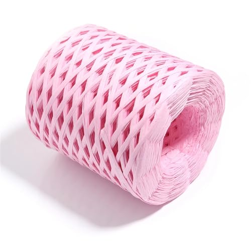 XUWEWI Raffiaband 5 Rollen 200,0 m Bast-Stroh, buntes Papierseil for Handarbeit, Stricken, Häkeln, Fäden, DIY-Blumenstrauß, Geschenkpaket Für Dekoration Weben Florist(Pink) von XUWEWI