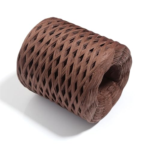 XUWEWI Raffiaband 6 Rollen, 200,0 m, natürliches Bast-Strohgarn, buntes Bast-Papierbandgarn, gestricktes Häkelseil for Verpacken von Bastelarbeiten Für Dekoration Weben Florist(Dark Brown) von XUWEWI