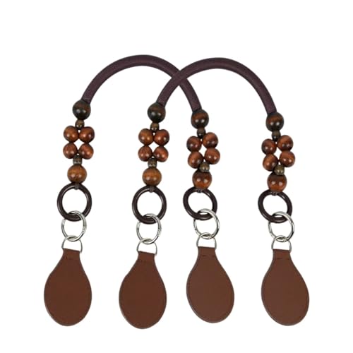 XUWEWI Taschengriffe Holz 2 STÜCKE Holzperlen Ring Riemen Griff for Klassische Mini Frauen Schulter Handtasche Tasche Griff(Coffee) von XUWEWI