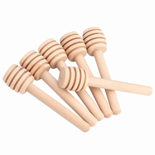 XUXHOU Holzhonigendaucher -Set Deep Groove Rührstab Zum Nieselregen auf Essen, 50pcs Küche Honigdipper für den Heimgebrauch (Mini 8CM) von XUXHOU