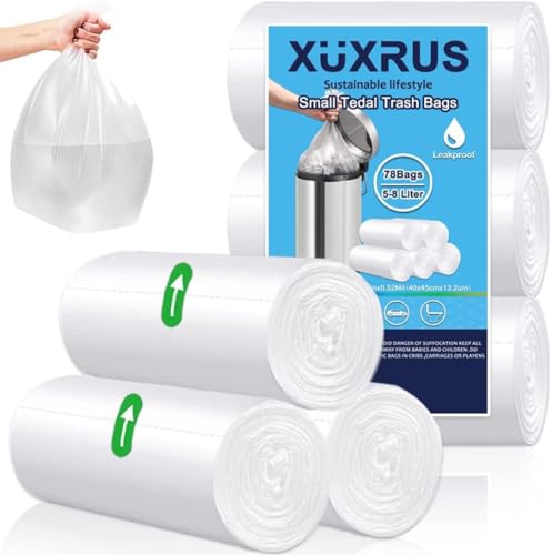 XUXRUS 5L Müllsäcke Kleine Abfallbeutel 78 Stück Müllbeutel, Badezimmer Müllbeutel für Bad, Küchen, Wohnzimmer,Haushalt(3 Rollen,Weiß ) von XUXRUS