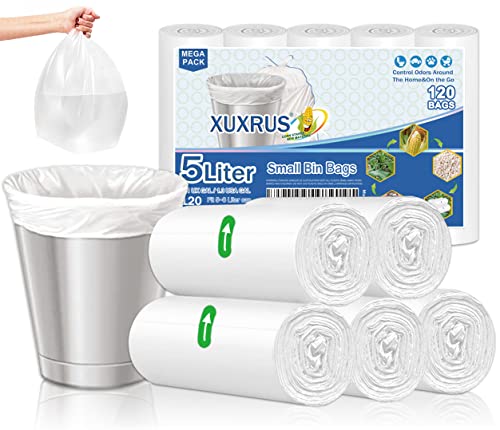 XUXRUS Biomüllbeutel Müllbeutel 5l,120 Stück Kleiner Recycling BioBeutel,Dicke 0.51 MIL Abbaubarer Küchen Lebensmittel Abfallbeutel aus Maisstärke für Küche, Wohnzimmer,Büro,5 Rollen,Weiß XUXRUS Biomüllbeutel Müllbeutel 5l,120 Stück Kleiner Recycling BioBeutel,Dicke 0.51 MIL Abbaubarer Küchen Lebensmittel Abfallbeutel aus Maisstärke für Küche, Wohnzimmer,Büro,5 Rollen,Weiß von XUXRUS