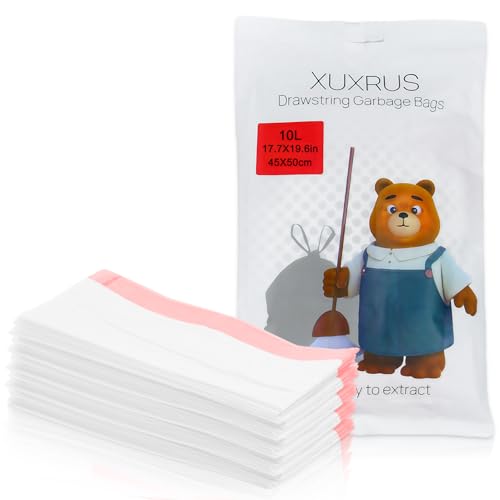 XUXRUS Kleine Müllbeutel mit Zugband 10L Müllsäcke für 5-8 Liter Mülleimer Weiß Mülltüten Reißfest 60 Stück Abfallbeutel für Küche Bad XUXRUS Kleine Müllbeutel mit Zugband 10L Müllsäcke für 5-8 Liter Mülleimer Weiß Mülltüten Reißfest 60 Stück Abfallbeutel für Küche Bad von XUXRUS