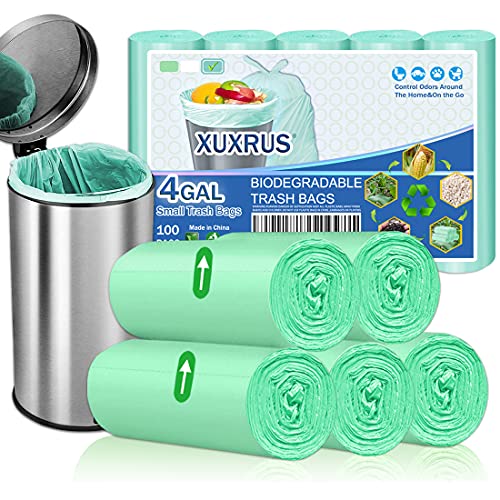Kleine Müllbeutel, 15 Liter, 100 Stück, grüne Müllbeutel für Badezimmer, Büro Kleine Müllbeutel, 15 Liter, 100 Stück, grüne Müllbeutel für Badezimmer, Büro von XUXRUS