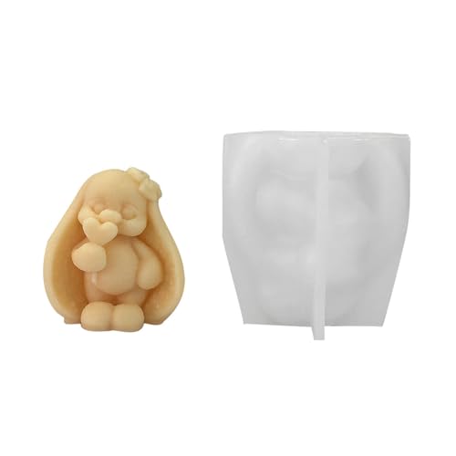 XUZHID Silikonform mit 3D-Kaninchen, Duftkerzenformen, Epoxidharz, Backformen, Bastelbedarf für Schokoladendekorationen von XUZHID