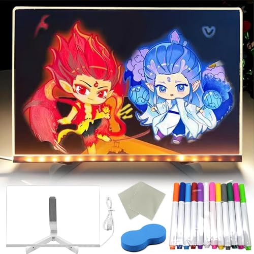 LED-Notiztafel mit Farben, LED-beleuchtetes Acryl-Nachrichtenbrett, 12 Farben, Stift/Ständer/Radiergummi, LED-Zeichen-Schreibtafel für Kinder, Kunst, Kritzelei, Notiztafel für Büro, Schule, Zuhause LED-Notiztafel mit Farben, LED-beleuchtetes Acryl-Nachrichtenbrett, 12 Farben, Stift/Ständer/Radiergummi, LED-Zeichen-Schreibtafel für Kinder, Kunst, Kritzelei, Notiztafel für Büro, Schule, Zuhause von XUZIE