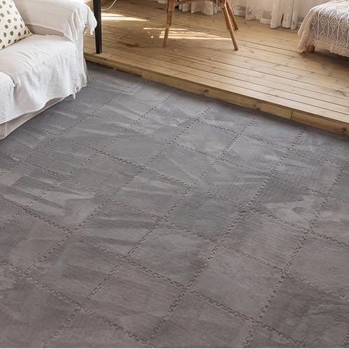 30 Stück, Flauschige, weiche Spielteppiche aus Eva-Schaumstoff, ineinandergreifende Teppichfliesen mit Rand, Puzzle-Schaumstoff-Teppich(Gray) von XUZWMAGZJ