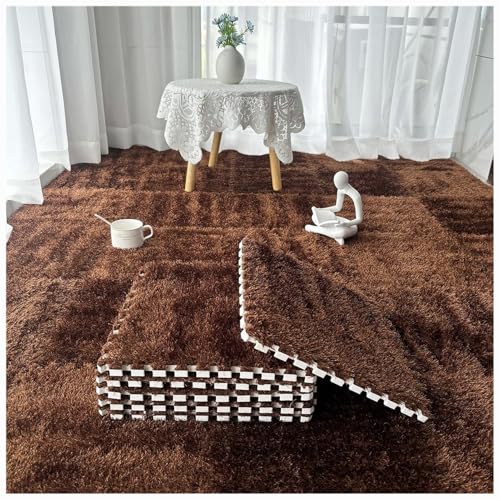 36 Stück, weiche, Flauschige, ineinandergreifende Teppichfliesen, zottelige Spielteppiche, Plüsch-Puzzle-Schaumstoff-Bodenmatten mit Rand(#5) von XUZWMAGZJ