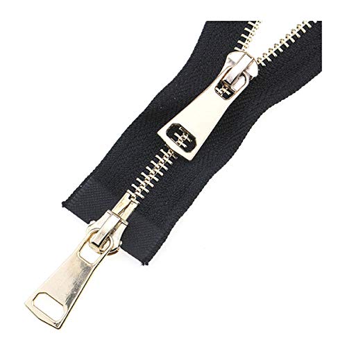 XUZWMAGZJ Unsichtbare Reißverschlüsse, Nylon-Reißverschluss, 5# Doppelschieber 60/70/80/90/100/120/150 cm Auto Lock Metall Roségold Reißverschluss Zubehör Nähen Rot, 70 cm(Black,60cm) von XUZWMAGZJ