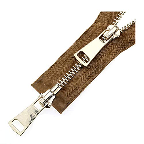 XUZWMAGZJ Unsichtbare Reißverschlüsse, Nylon-Reißverschluss, 5# Doppelschieber 60/70/80/90/100/120/150 cm Auto Lock Metall Roségold Reißverschluss Zubehör Nähen Rot, 70 cm(Brown,70cm) von XUZWMAGZJ