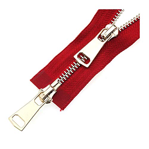 XUZWMAGZJ Unsichtbare Reißverschlüsse, Nylon-Reißverschluss, 5# Doppelschieber 60/70/80/90/100/120/150 cm Auto Lock Metall Roségold Reißverschluss Zubehör Nähen Rot, 70 cm(Red,70cm) von XUZWMAGZJ