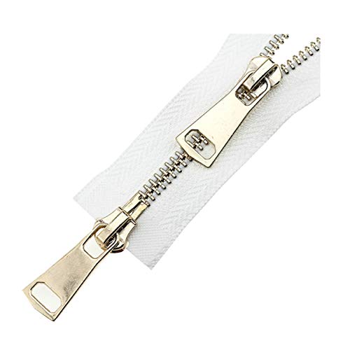 XUZWMAGZJ Unsichtbare Reißverschlüsse, Nylon-Reißverschluss, 5# Doppelschieber 60/70/80/90/100/120/150 cm Auto Lock Metall Roségold Reißverschluss Zubehör Nähen Rot, 70 cm(White,120cm) von XUZWMAGZJ