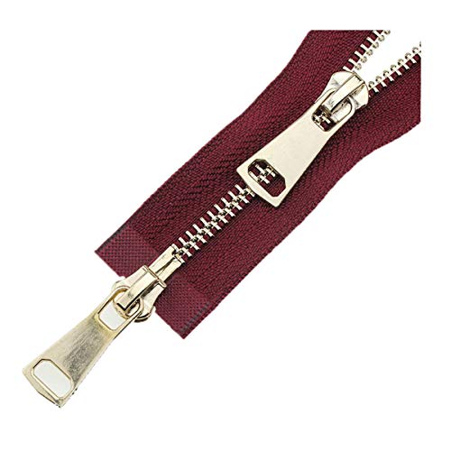 XUZWMAGZJ Unsichtbare Reißverschlüsse, Nylon-Reißverschluss, 5# Doppelschieber 60/70/80/90/100/120/150 cm Auto Lock Metall Roségold Reißverschluss Zubehör Nähen Rot, 70 cm(Wine Red,100cm) von XUZWMAGZJ