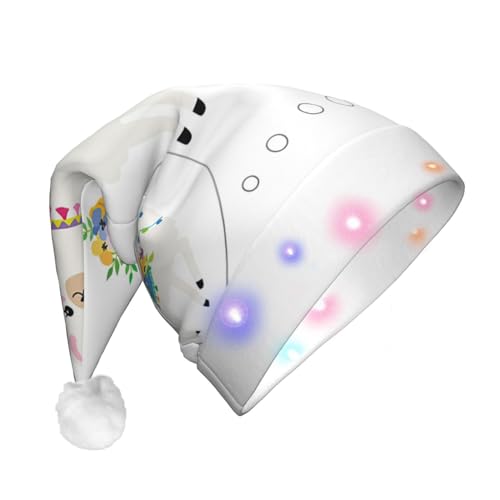 XVBCDFG 3D Schöne Maritime Sommer Led Weihnachtsmütze - Hochwertiger Plüschstoff, gedrucktes Design, Unisex, mit blinkenden Lichtern von XVBCDFG