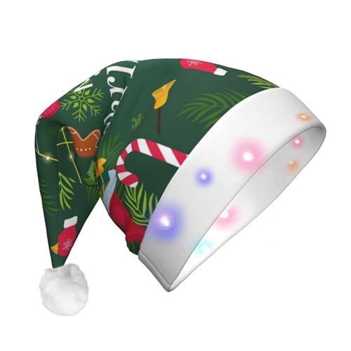 XVBCDFG Weihnachtsmütze mit LED-Lichtern, weich, lustig, für Erwachsene, Partyzubehör von XVBCDFG
