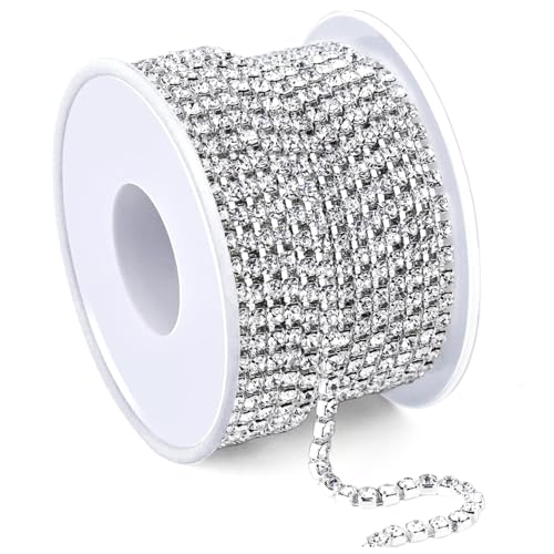 10 -Yard -Strasskette, Glas- und Kupferbecherkette, Strassbandverkleidung für DIY -Kunsthandwerk, Hochzeit, Schmuck, Schuhe, Handyhüllen und Kuchendekoration von XVHOAB