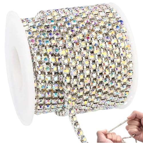 10 Yards/Roll -Strasskette, 2 mm Nimmernkristall -Strassstreifen, moderne und elegante Trimm für Handwerksschmuck Hochzeit Kleidung DIY von XVHOAB