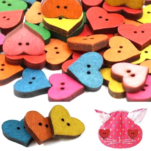 100 pcs herzförmige Knöpfe 0, 79 x 0, 65 Zoll Holznähte Knöpfe für Kleidung Doppelloch Herz Süßes Kinder bemalten Cartoon Knopf DIY-Kleidungszubehör 100 pcs herzförmige Knöpfe 0, 79 x 0, 65 Zoll Holznähte Knöpfe für Kleidung Doppelloch Herz Süßes Kinder bemalten Cartoon Knopf DIY-Kleidungszubehör von XVHOAB