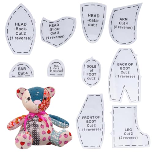10pcs Speicherbärenmuster für das Nähen, Acryl -Quilt -Vorlagen Lineal Set -Nähgedächtnisbärenmuster für Anfänger von XVHOAB
