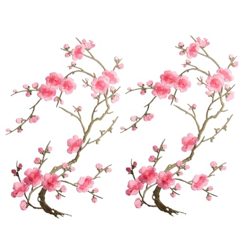 2pcs Blumeneisen auf Flecken Pflaumenblütenapplikationen -Flecken besticktes Eisen für DIY für Kleidung Jeans Dessous Kleid 12, 2x8, 7 Zoll von XVHOAB
