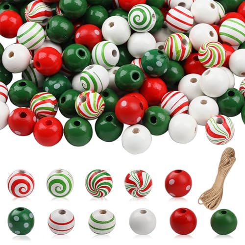 320pcs Weihnachtsperlen 16mm Weihnachtsholzperlen 11 verschiedene Stile rund mit 32, 8ft Hanpen Seil DIY Winterholz für Handwerksbaumpartyzubehör Dekor 320pcs Weihnachtsperlen 16mm Weihnachtsholzperlen 11 verschiedene Stile rund mit 32, 8ft Hanpen Seil DIY Winterholz für Handwerksbaumpartyzubehör Dekor von XVHOAB
